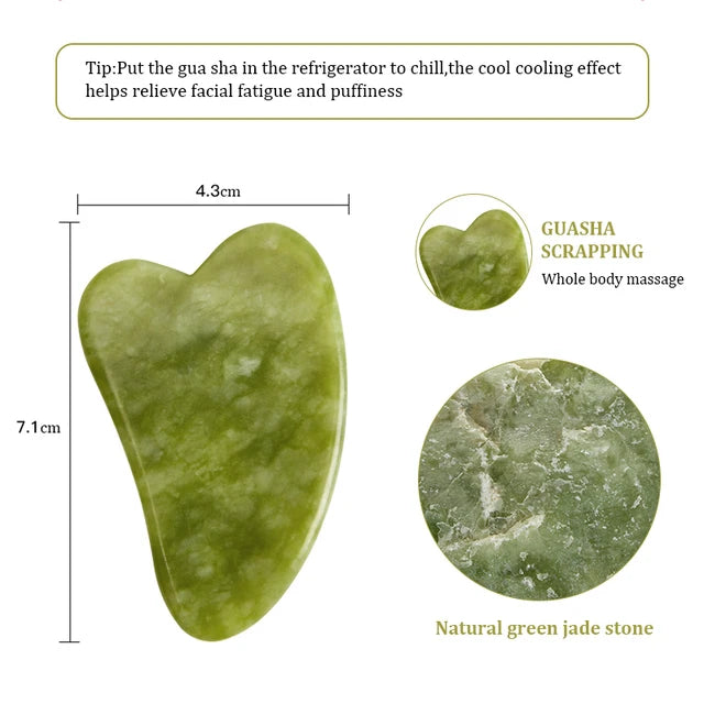 Set Gua Sha Facial — Rodillo de Jade + Herramienta Raspadora