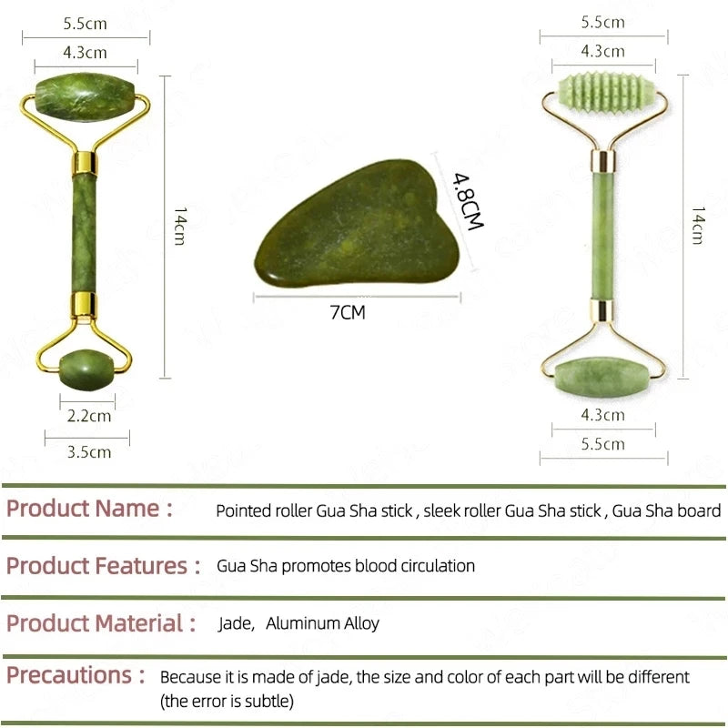 Set Gua Sha Facial — Rodillo de Jade + Herramienta Raspadora